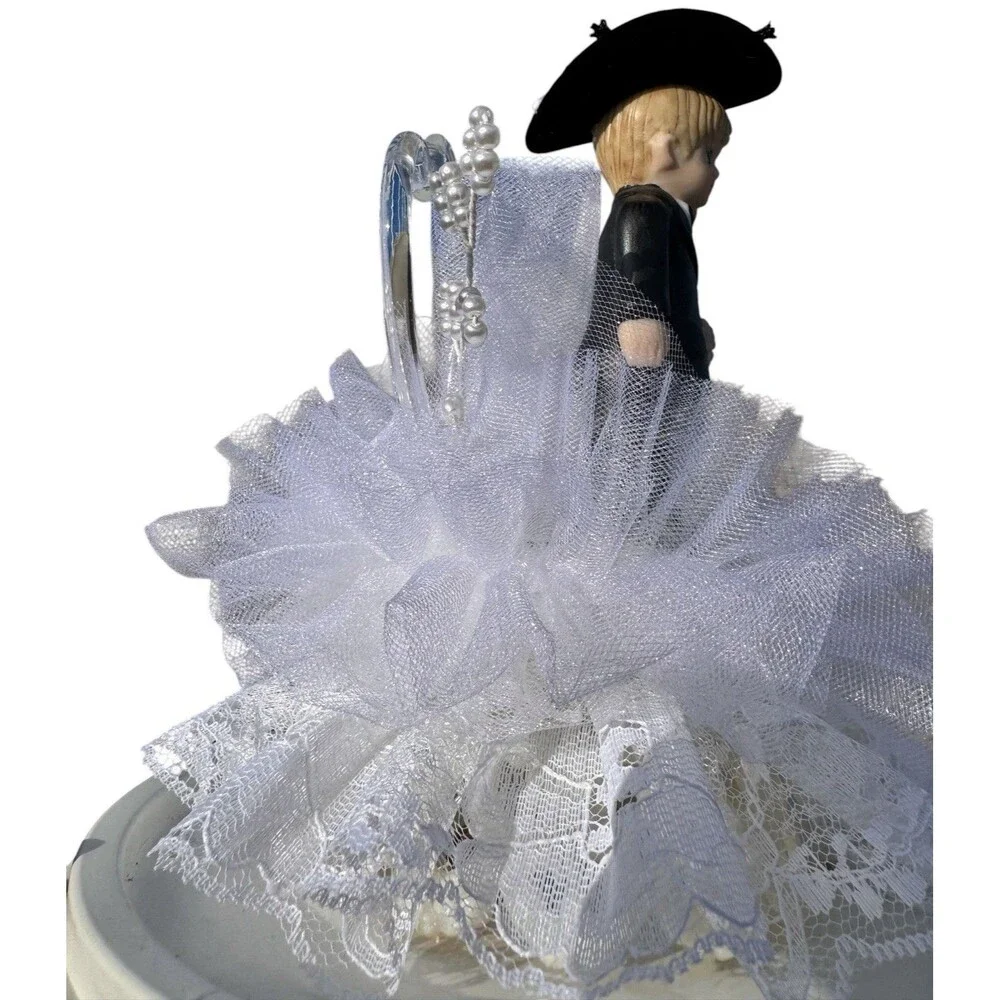 Country Western COWBOY COWGIRL Wedding Cake Topper Porcelain -storage case COLTS